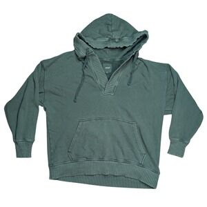 Aerie Large Green Terry Cotton Pullover Hoodie Oversized Loose Fit Cozy